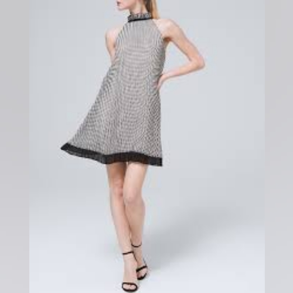 WHITE HOUSE BLACK MARKET Gingham Pleated Dress